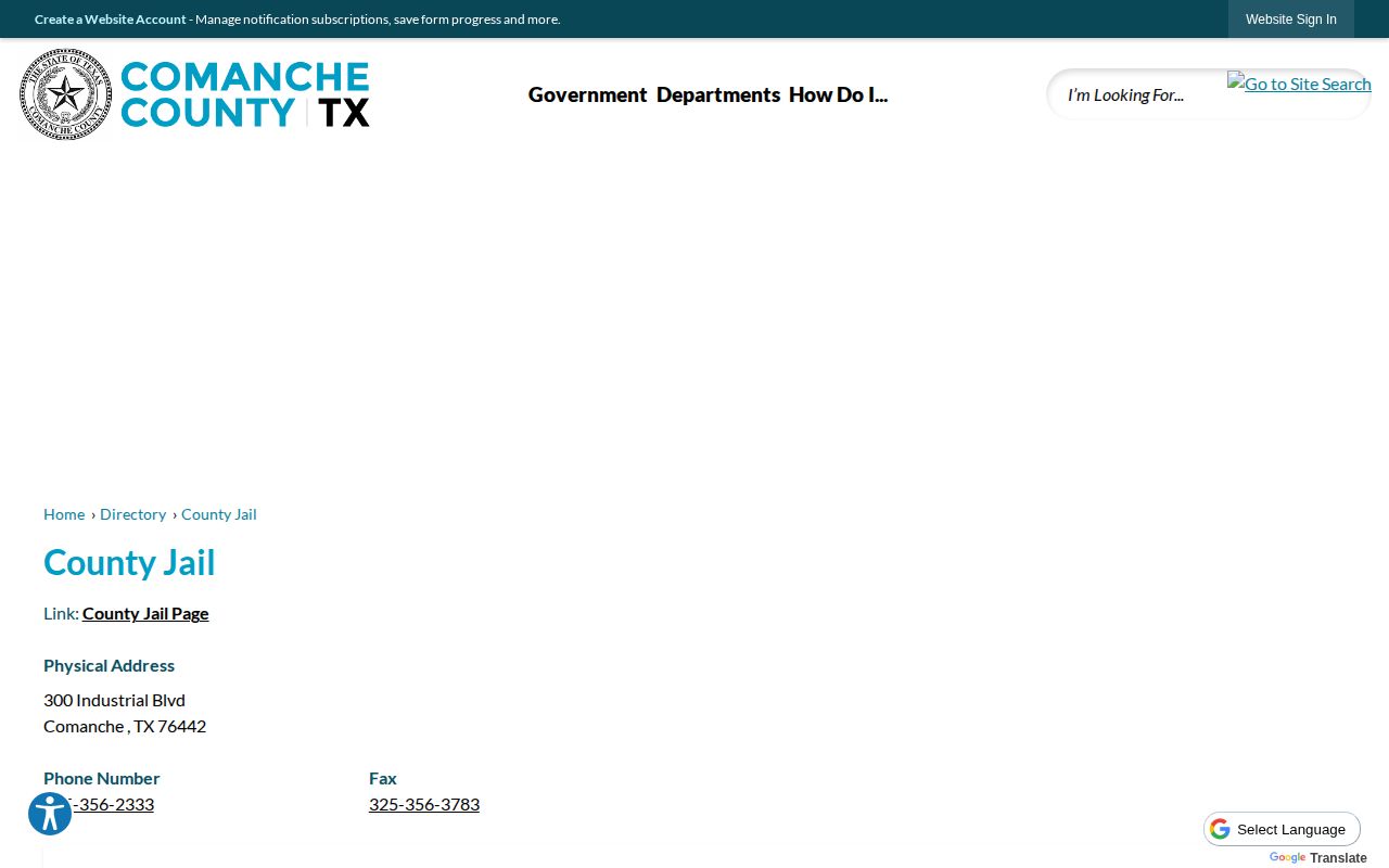 Official Comanche County Jail contact and release records directory
